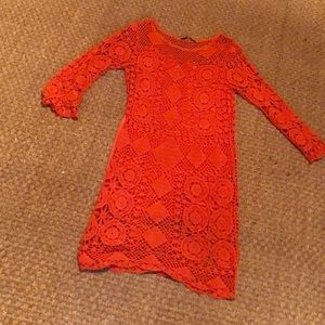 Orange Trina Turk crochet dress